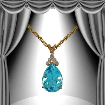 New 5.09 CTW Natural Blue Topaz & Diamond Designer Necklace MSRP $1,795!