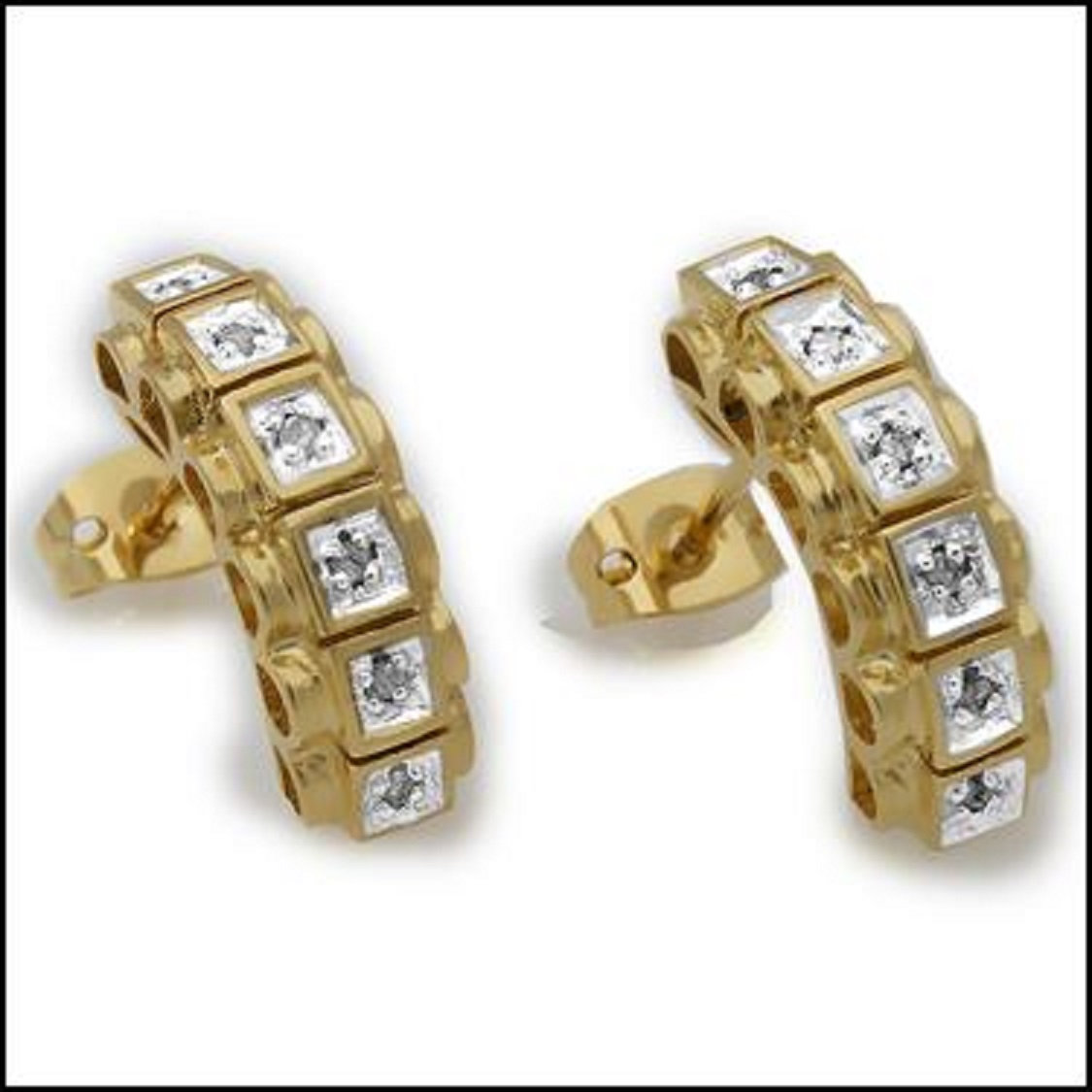 New! 0.12 Ctw Natural Diamond 18KGP Designer Earrings MSRP $1,885!