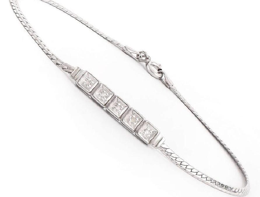 New! 0.10 cts Natural Diamond Rhodium Sterling Silver Designer Bracelet MSRP $2,265!