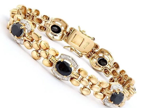 New! 11.10 Ctw Natural Sapphire & Diamonds 18KGP Designer Bracelet MSRP $2,675