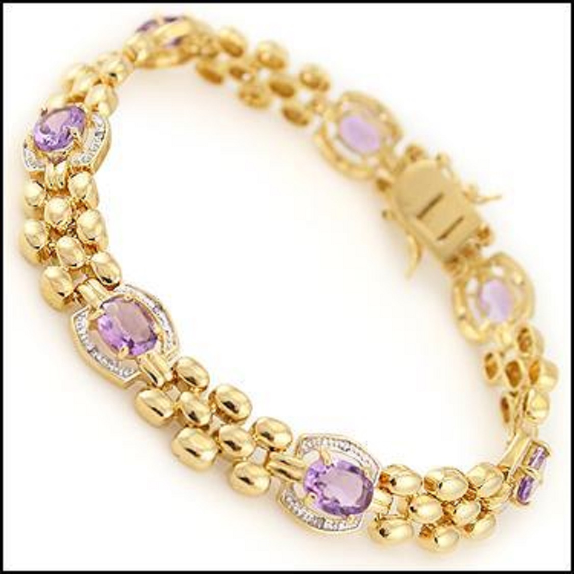 New! 7.60 Ctw Natural Amethyst & Diamond Designer 18KGP Bracelet MSRP $2,785!