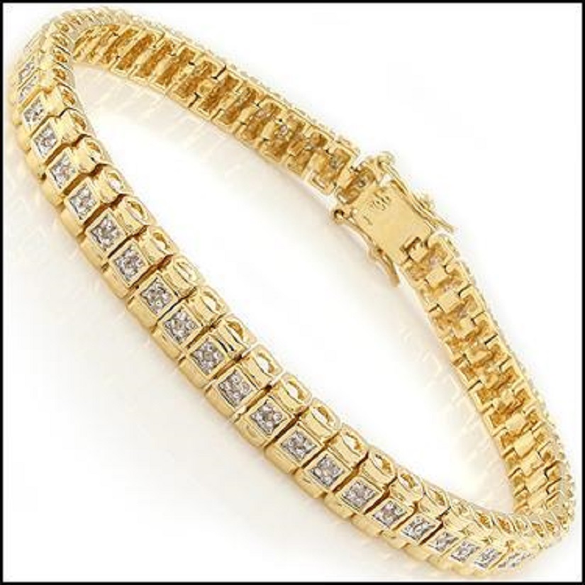 New! 0.58 ctw Natural Diamonds 18KGP Designer Bracelet Size 7.5" MSRP $2,675
