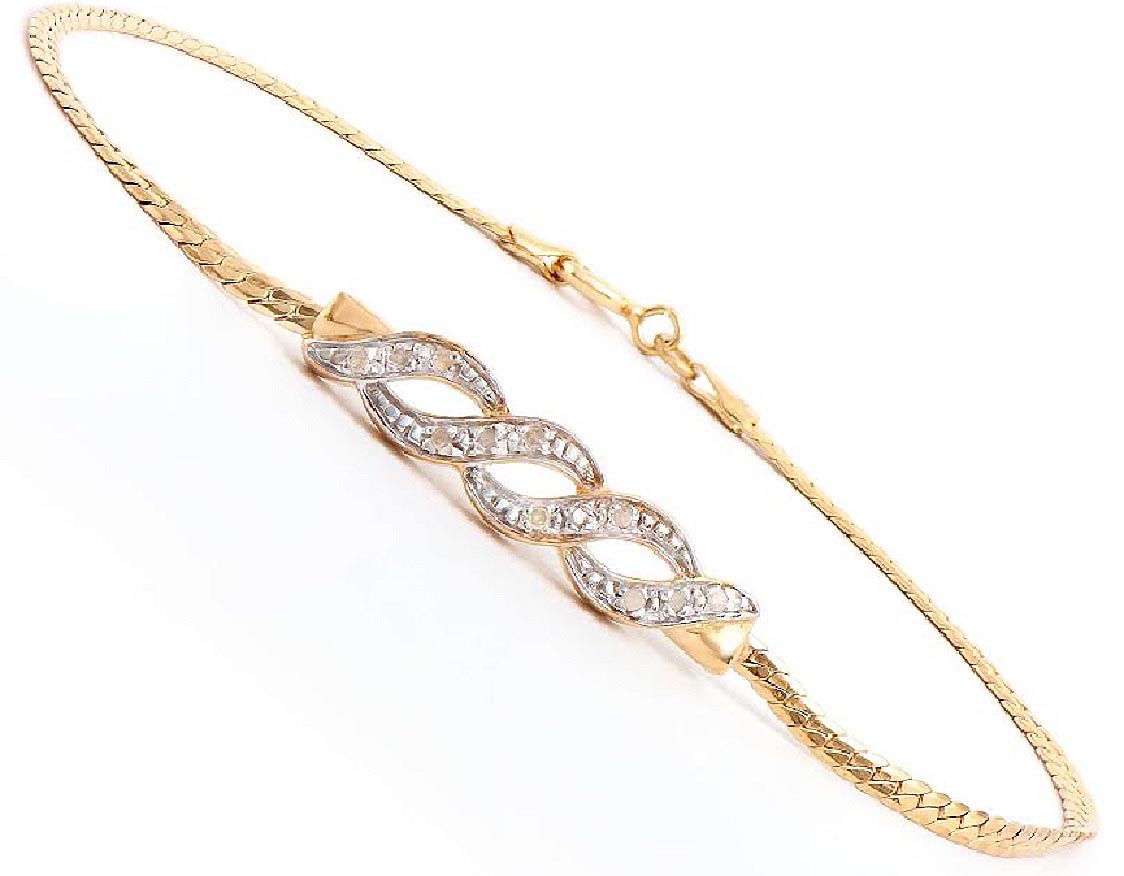 New! 0.14 Cts Natural Diamond 18KGP Sterling Silver Designer Bracelet MSRP $2,335!