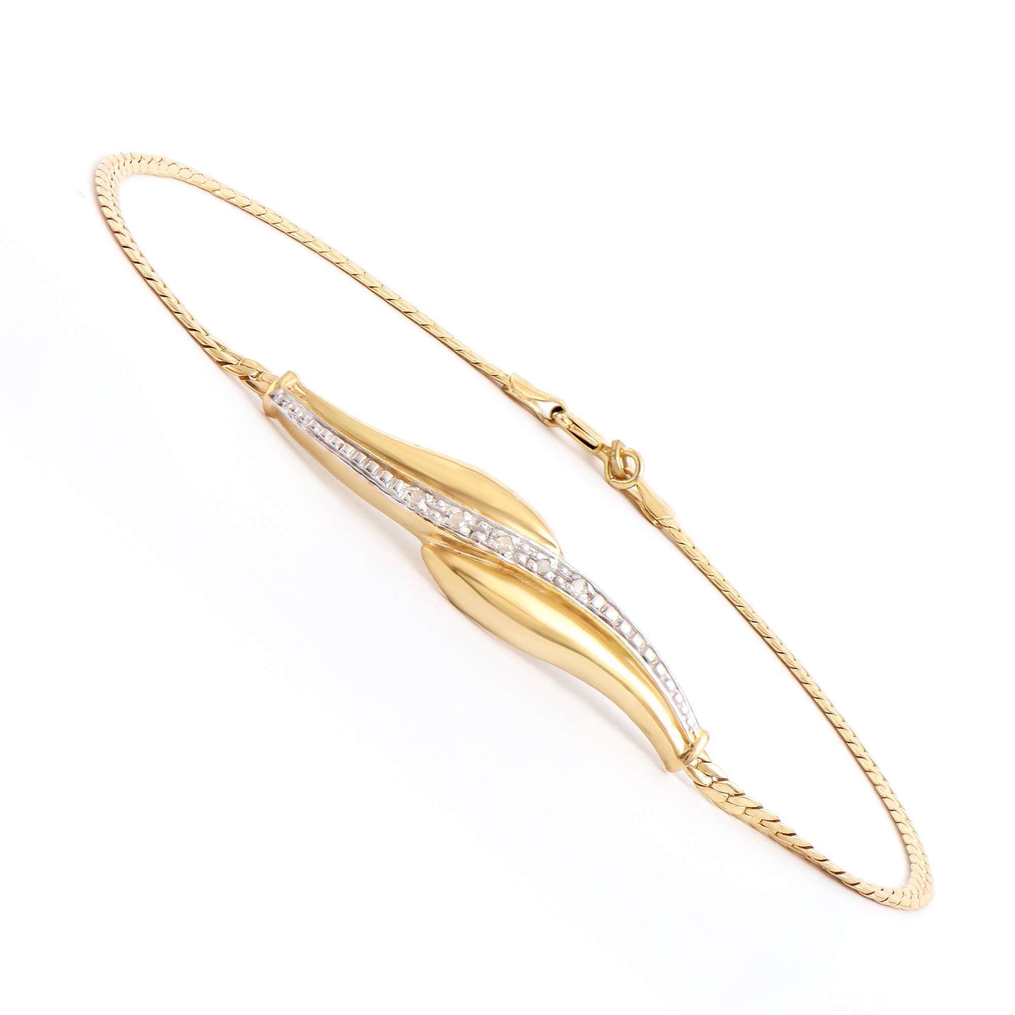 New! 0.10 cts Natural Diamond 18KGP Sterling Silver Designer Bracelet MSRP $2,285!