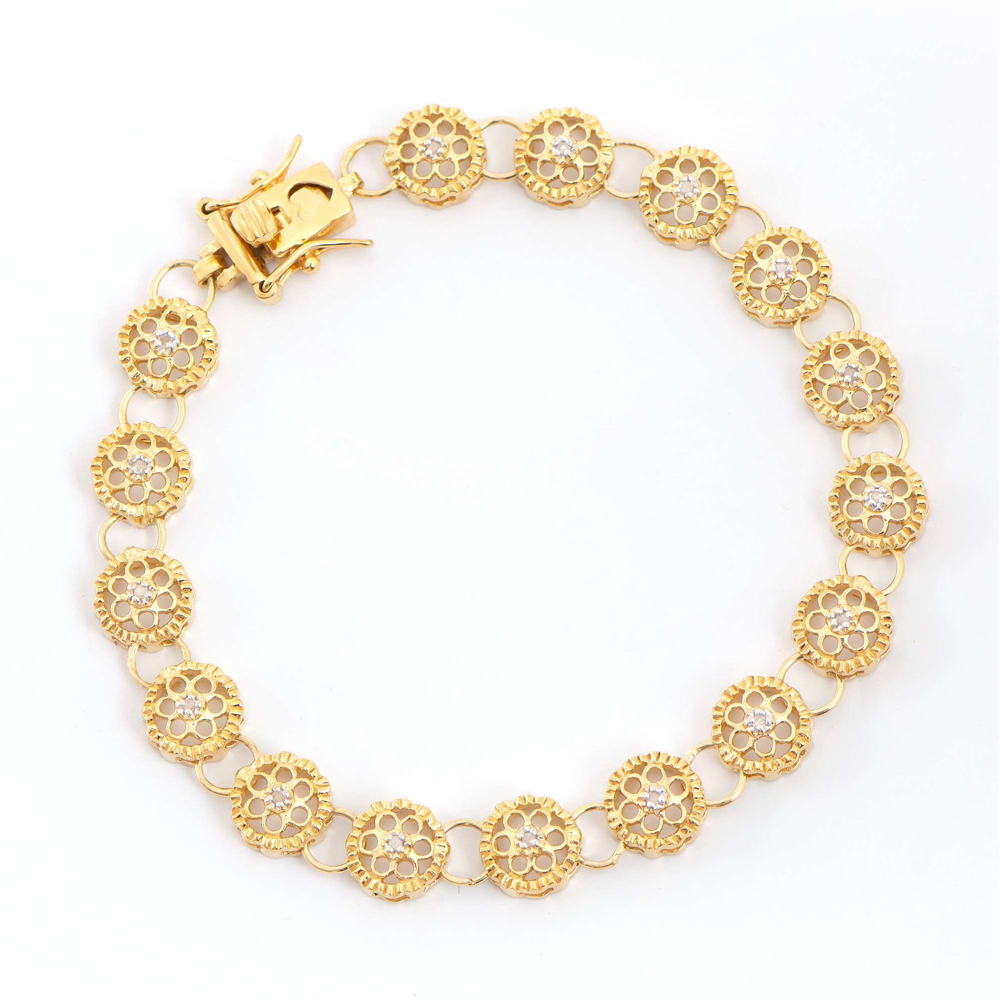 New! 0.21 Cts Natural Diamond 18KGP Sterling Silver Designer Bracelet MSRP $2,635!