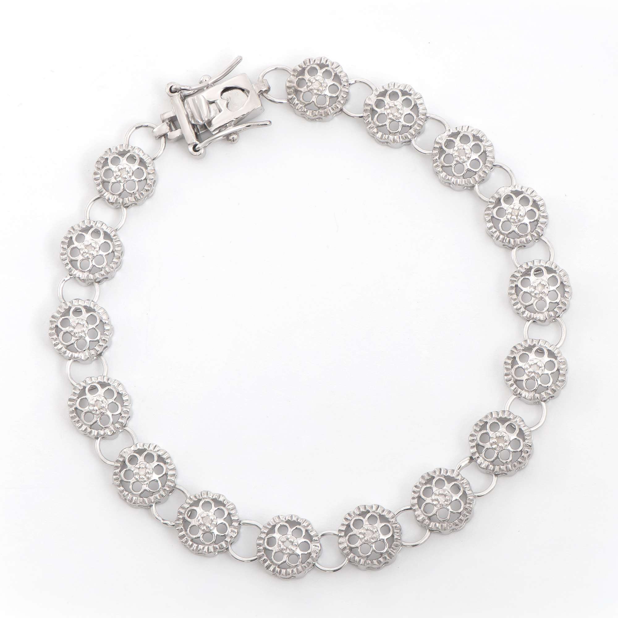 New! 0.21 Cts Natural Diamonds Sterling Silver Designer Bracelet MSRP $2,635!
