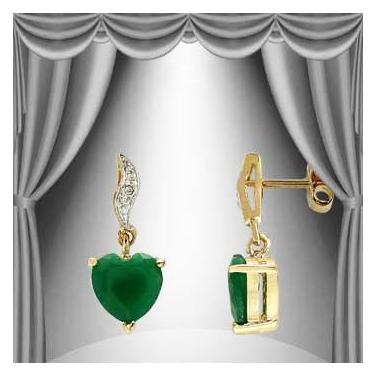 New! 1.12 Ctw Natural Green Agate Diamond 18KGP Designer Earrings MSRP $1,385!