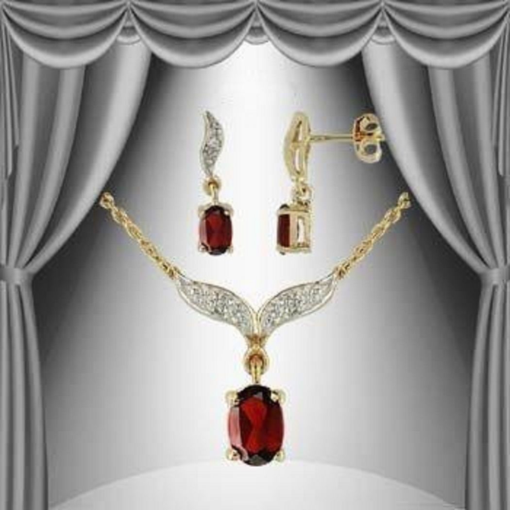 New 1.74 CTW Natural Garnet & Diamonds Designer Set MSRP $1,885!