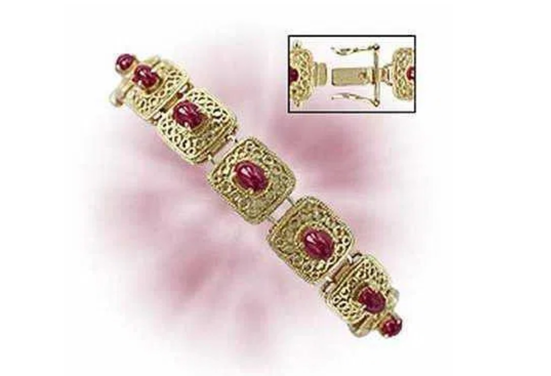 New! 8.18 ctw Natural Ruby 18KGP Designer Bracelet Size 7.9" MSRP $2,175