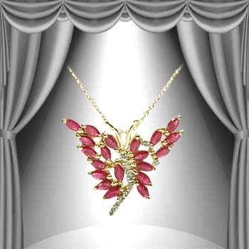 New! 4.14 Ctw Natural Ruby & Diamond 18KGP Designer Pendant Necklace18"  MSRP $1,895!