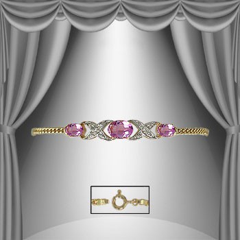 New! 1.82 ctw Natural Amethyst & Diamonds 18KGP Designer Bracelet Size 7.75" MSRP $1,975