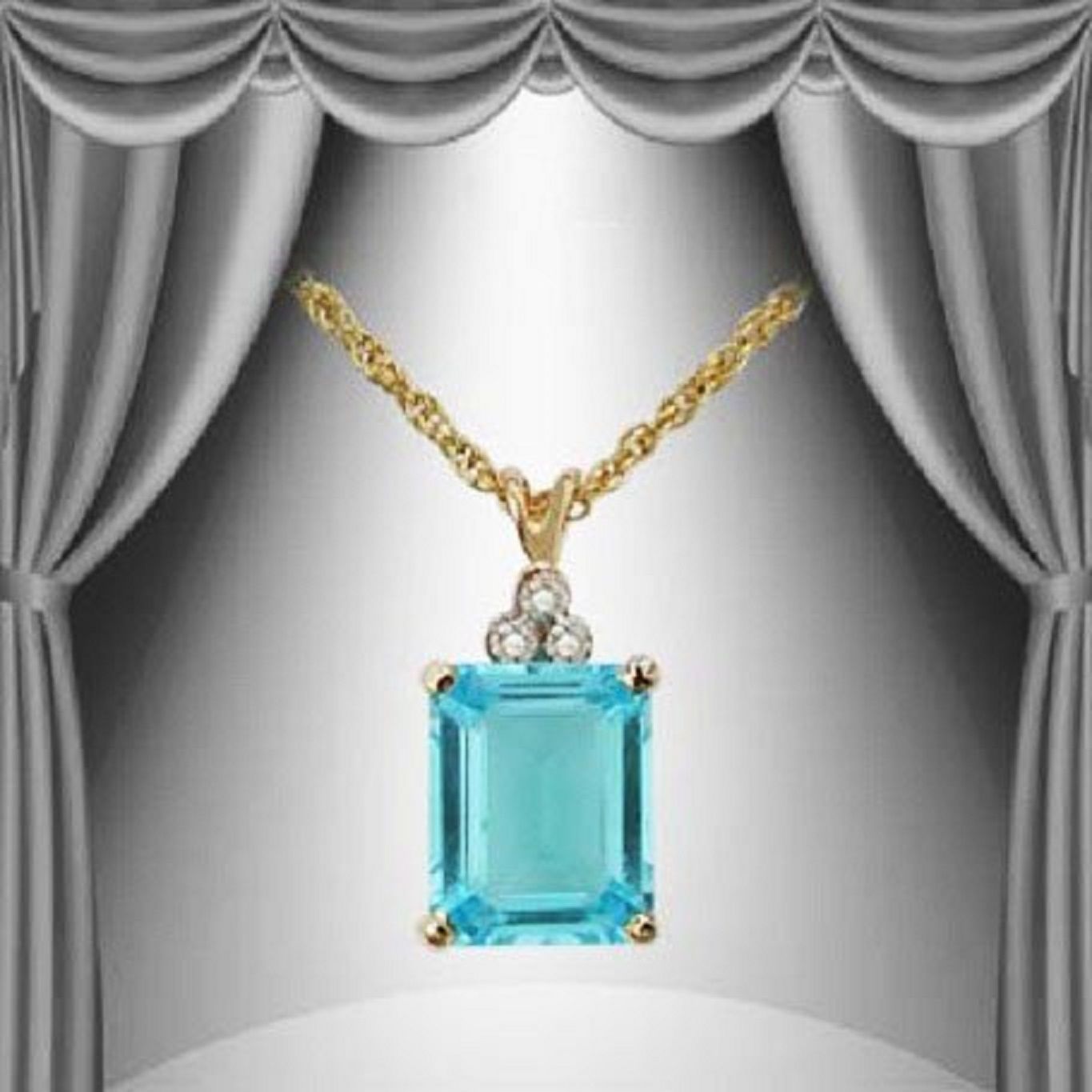 New! 5.13 Ctw Natural Blue Topaz Diamond Designer Necklace MSRP $1,685!