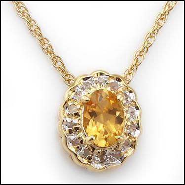New! 0.82 Ctw Natural Citrine Diamond Designer 18KGP Pendant/Necklace MSRP $1,785!