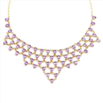 New! 42 Ctw Natural Amethyst 18KGP Designer Necklace MSRP $2,445