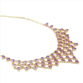 New! 42 Ctw Natural Amethyst 18KGP Designer Necklace MSRP $2,445
