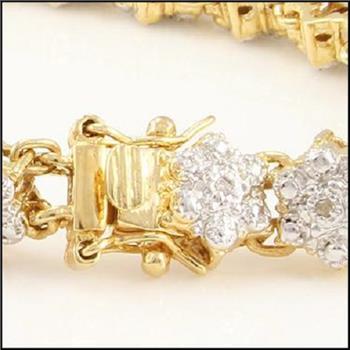 New! 0.18 ctw Natural Diamonds 18KGP Designer Bracelet Size 7.5