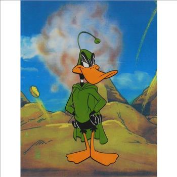 DAFFY DUCK Dodgers Hand Painted Animation Art Cartoon Cel