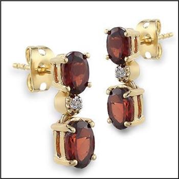 New 2.52 Ctw Natural Garnet & Diamonds 18K Gold Plated Designer Earrings MSRP $1,385!