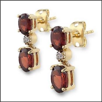 New 2.52 Ctw Natural Garnet & Diamonds 18K Gold Plated Designer Earrings MSRP $1,385!