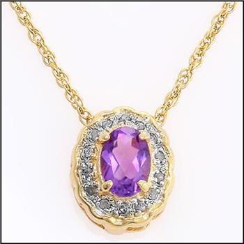 New 0.76 TW CTS Amethyst And Diamonds 18K Gold Plated Designer Pendant Necklace MSRP $1,675!
