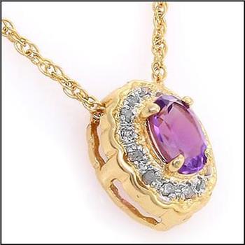 New 0.76 TW CTS Amethyst And Diamonds 18K Gold Plated Designer Pendant Necklace MSRP $1,675!