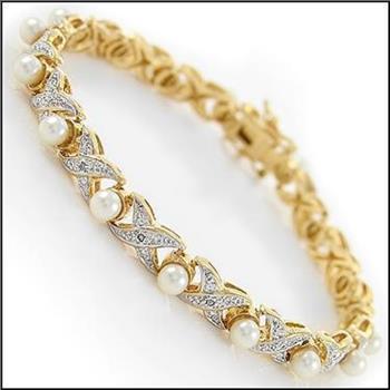 New 6.18 ctw Natural Pearl Diamond 18KGP Designer Bracelet MSRP $2,475!