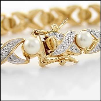 New 6.18 ctw Natural Pearl Diamond 18KGP Designer Bracelet MSRP $2,475!