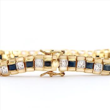 New 5.04 Ctw Natural Sapphire & Diamond 18KGP Designer Bracelet MSRP $2,465
