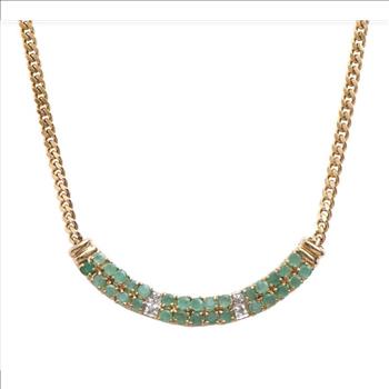 New 2.05 ctw Natural Emerald & Diamonds 18KGP Designer Necklace MSRP $2,885