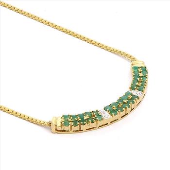 New 2.05 ctw Natural Emerald & Diamonds 18KGP Designer Necklace MSRP $2,885