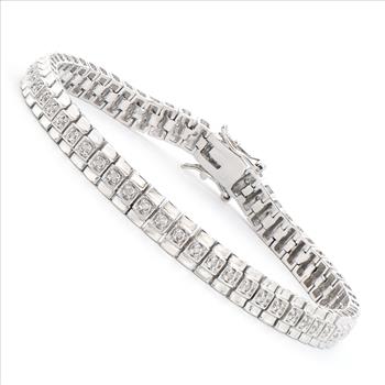 New 0.58 Ctw Natural Diamonds Rhodium Plated Designer Bracelet MSRP $2,765!