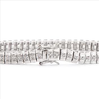 New 0.58 Ctw Natural Diamonds Rhodium Plated Designer Bracelet MSRP $2,765!