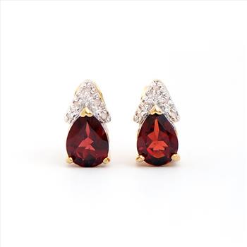 New 2.12 Cts Natural Garnet & Diamond 18KGP Designer Earrings MSRP $1,385!