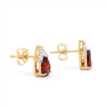New 2.12 Cts Natural Garnet & Diamond 18KGP Designer Earrings MSRP $1,385!