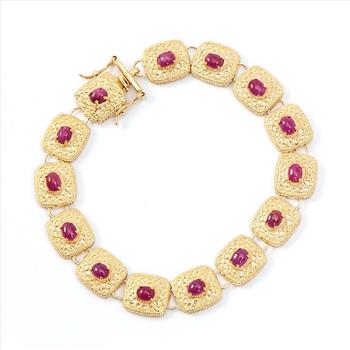 8 CTS Natural Ruby 18K Gold Plated Designer Bracelet