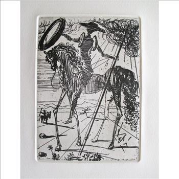 Fine Art Salvador Dali DON QUIXOTE Restrike Etching Signed in the Plate