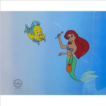 Disney Collectibles Princess Original Animation Art Cel Little Mermaid Ariel & Flounder 