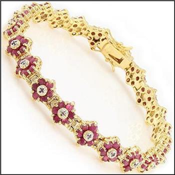New 6.71 CTW Natural Ruby & Diamonds 18KGP Designer Bracelet MSRP $2,775