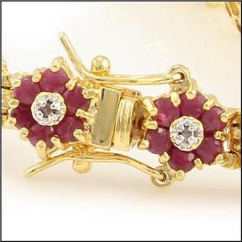 New 6.71 CTW Natural Ruby & Diamonds 18KGP Designer Bracelet MSRP $2,775