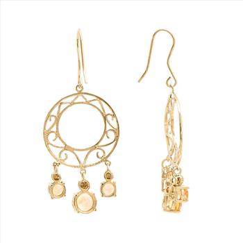 New 3.85 Ctw Natural Citrine & Diamond Designer 18KGP Earrings MSRP $1,665!