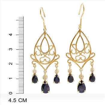 New! 5.33 Ctw Natural Sapphire & Diamond Designer 18KGP Earrings MSRP $1,765!