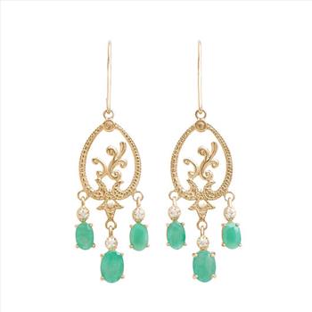 New! 3.66 Ctw Natural Emerald & Diamond Designer 18KGP Earrings MSRP $1,865!