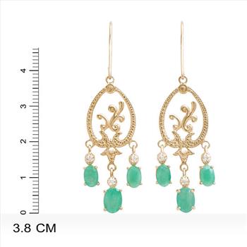 New! 3.66 Ctw Natural Emerald & Diamond Designer 18KGP Earrings MSRP $1,865!