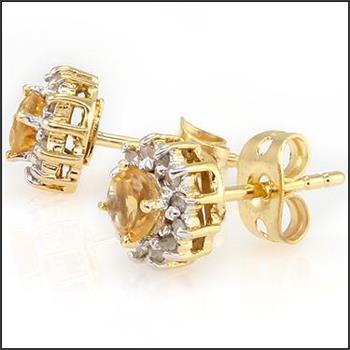 New!  0.62 Ctw Natural Citrine & Diamond Designer 18KGP Earrings MSRP $1,595!