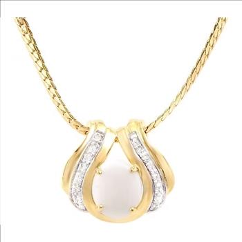 New! 3.12 Ctw Natural Opal & Diamond 18KGP Designer Necklace MSRP $1,975!