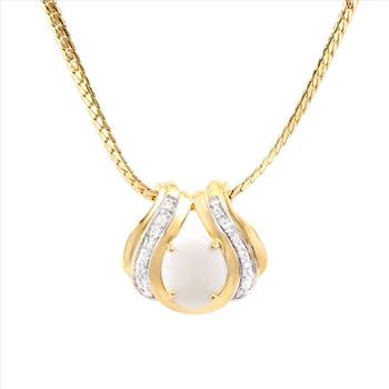 New! 3.12 Ctw Natural Opal & Diamond 18KGP Designer Necklace MSRP $1,975!