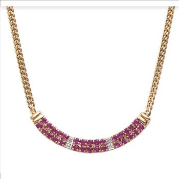New! 2.29 Ctw Natural Ruby & Diamond 18KGP Designer Necklace MSRP $1,985!
