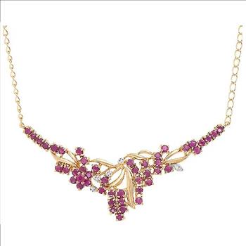 New! 3.30 Ctw Natural Ruby & Diamond 18KGP Designer Necklace MSRP $2,285!