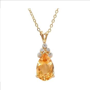 New! 3.79 Ctw Natural Citrine & Diamond 18KGP Designer Necklace MSRP $1,795!