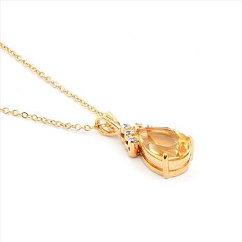 New! 3.79 Ctw Natural Citrine & Diamond 18KGP Designer Necklace MSRP $1,795!